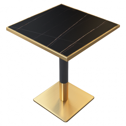 Étkező bisztró asztal. fekete márvány/fekete/arany. 70x70 cm. PRESTON