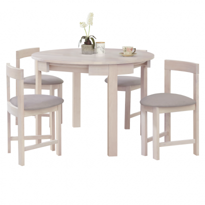 Étkezőgarnitúra 1+4. tomorfa. fehér faminta/szürkésbézs. DOMIO