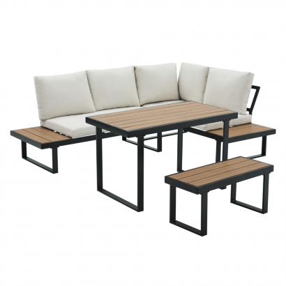 Kerti szett. fekete/krém/tolgy. FLOJD