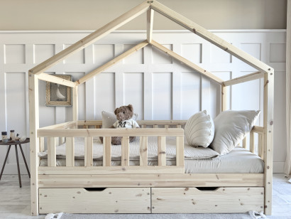 Házikóágy ágyneműtartóval GABBY PLUS