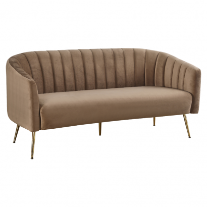 Design 3-as ülés kanapé. barna bársony szovet/arany króm-arany. BAGY