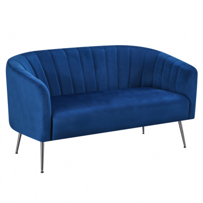 Design kétszemélyes kanapé. sotétkék Velvet szovet/króm-ezüst. BAGY