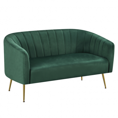 Design kétszemélyes kanapé. sotétzold Velvet szovet/gold króm-arany. BAGY