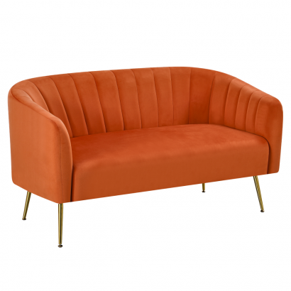 Design kétszemélyes kanapé. terrakotta Velvet szovet/gold króm-arany. BAGY