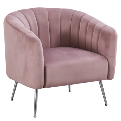 Design fotel. rózsaszín Velvet szovet/króm-ezüst. BAGY