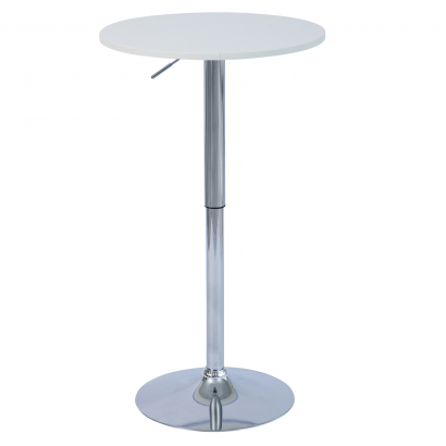 Bárasztal. magasság állítással. króm/fehér. átmérő 60 cm. BRANY 3 NEW
