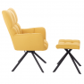 Dizájnos forgó fotel lábtartóval, sárga/fekete, KOMODO TYP 2