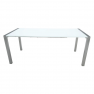 Étkezőasztal, nyitható, MDF/fém, fehér extra magasfényű HG, 150-190-230x90 cm, DARO