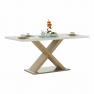 Étkezőasztal, fehér magasfényű HG/sonoma tölgy, 160x90 cm, FARNEL