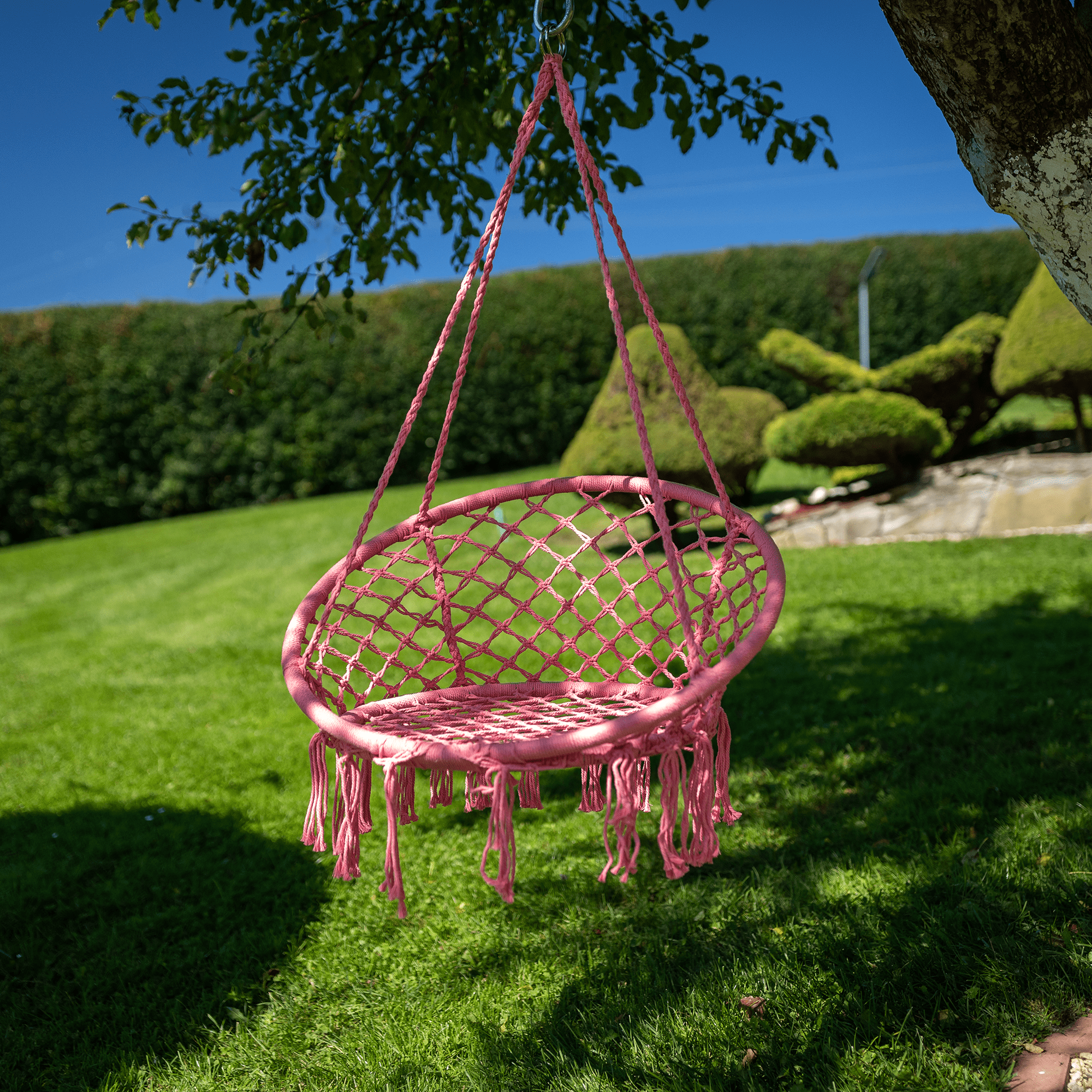 Függő szék, pamut+fém/rózsaszín, AMADO 2 NEW