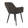 Design karosszék, szálcsiszolt bőrszövet, barna / fekete, LACEY
