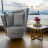 Fotel Art Deco stílusban, világosszürke Paros szövet/tölgy, ROUND NEW