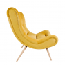 Fotel lábtartóval, sárga Velvet szövet/kaucsukfa, KIRILO