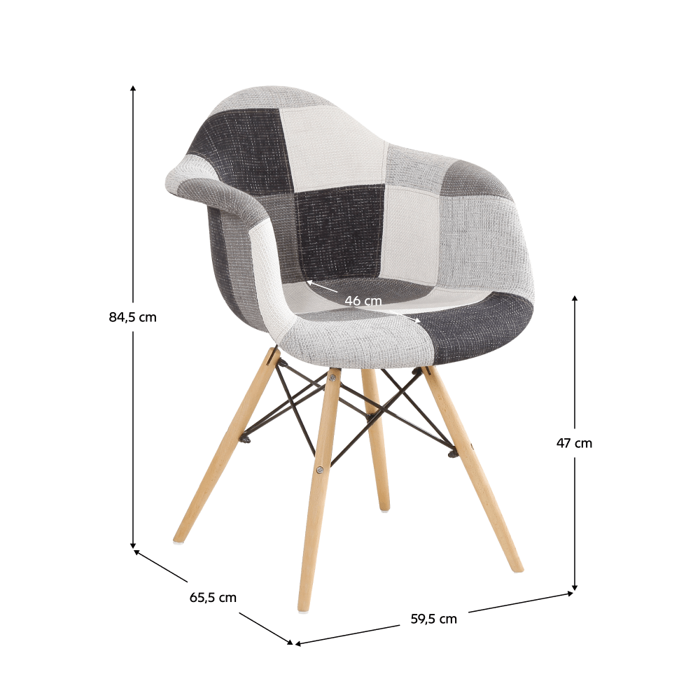 Fotel, anyag patchwork/bükk, KUBIS NEW