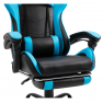 Irodai/gamer fotel lábtartóval, fekete/kék, TARUN