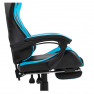 Irodai/gamer fotel lábtartóval, fekete/kék, TARUN