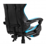 Irodai/gamer fotel lábtartóval, fekete/kék, TARUN