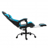 Irodai/gamer fotel lábtartóval, fekete/kék, TARUN