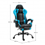 Irodai/gamer fotel lábtartóval, fekete/kék, TARUN