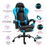 Irodai/gamer fotel lábtartóval, fekete/kék, TARUN