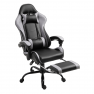 Irodai/gamer fotel lábtartóval, fekete/szürke, TARUN