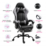 Irodai/gamer fotel lábtartóval, fekete/szürke, TARUN