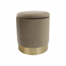Puff, szürkésbarna TAUPE Velvet anyag/gold króm-arany, ANIZA