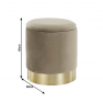 Puff, szürkésbarna TAUPE Velvet anyag/gold króm-arany, ANIZA