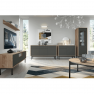 Vitrines szekrény, tölgy jaskson hickory/grafit, BERGEN BWT54