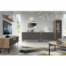 Vitrines szekrény, tölgy jaskson hickory/grafit, BERGEN BW104