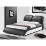 Modern ágy + ágyrács,  fekete + fehér textilbőr, 160x200, TORENZO