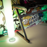 Gamer asztal/számítógépasztal, RGB LED világítással, fekete/piros, MACKENZIE 120cm