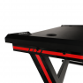 Gamer asztal/számítógépasztal, RGB LED világítással, fekete/piros, MACKENZIE 140cm