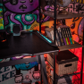 Gamer asztal/számítógépasztal, RGB LED világítással, fekete/piros, MACKENZIE 140cm