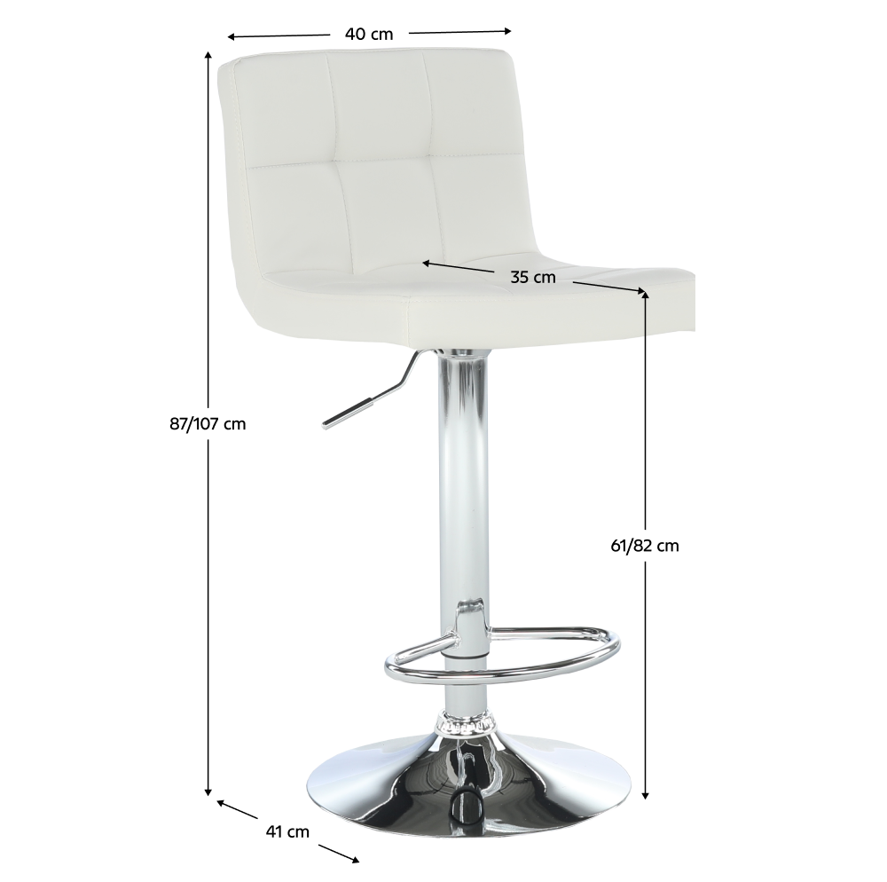 Bárszék, fehér textilbőr/króm, KANDY NEW Bárszék, fehér textilbőr/króm, KANDY NEW