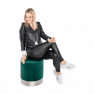 Puff, zöld Velvet anyag/ezüst króm, DARON