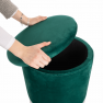 Puff, zöld Velvet anyag/ezüst króm, DARON