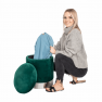 Puff, zöld Velvet anyag/ezüst króm, DARON