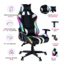 Irodai/gamer szék RGB háttérvilágítással, fekete/fehér/színes minta, ZOPA