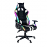 Irodai/gamer szék RGB háttérvilágítással, fekete/fehér/színes minta, ZOPA