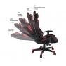 Irodai/gamer szék Bluetooth hangszórókkal, fekete/piros, CARPI