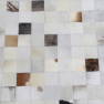 Luxus bőrszőnyeg, fehér/szürke/barna , patchwork, 200x200, bőr TIP 10