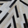 Luxus bőrszőnyeg, fekete/bézs/fehér, patchwork, 150x150, bőr TIP 8