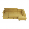 Luxus kivitelű ülőgarnitúra, sárga/barna párnák, jobbos, MARIETA U