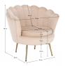 Fotel Art-deco stílusban, bézs Velvet anyag/gold chróm-arany, NOBLIN