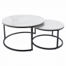 Dohányzóasztalok, 2 db-os szett, fehér márvány/fekete acél, LASTRO Dohányzóasztalok, 2 db-os szett, fehér márvány/fekete acél, LASTRO