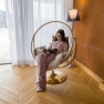 Függő fotel állvánnyal, átlátszó/arany/szürke, BUBBLE NEW TYP 2