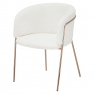 Design étkezőszék, fehér Ivory/rose gold króm rózsaszín, ADIMAR