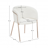 Design étkezőszék, fehér Ivory/rose gold króm rózsaszín, ADIMAR Design étkezőszék, fehér Ivory/rose gold króm rózsaszín, ADIMAR