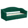 Ágy tárhellyel, 90x200, zöld Velvet szövet, ZASKA
